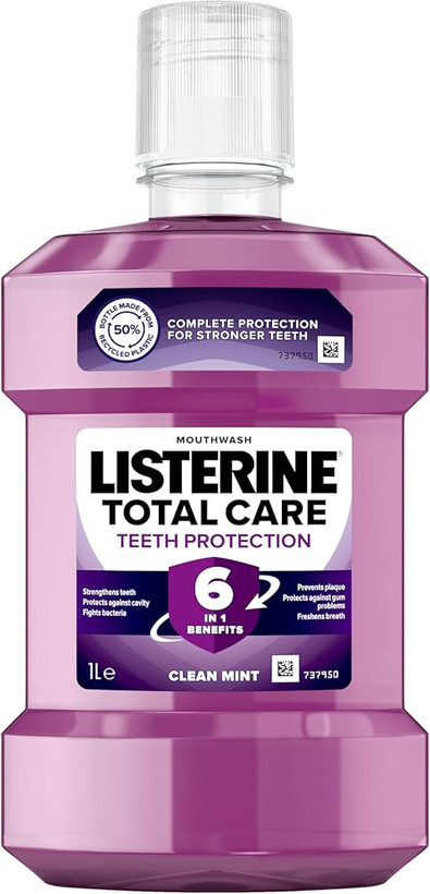 دهانشویه لیسترین مدل Total Care Teeth Protection با طعم Clean Mint